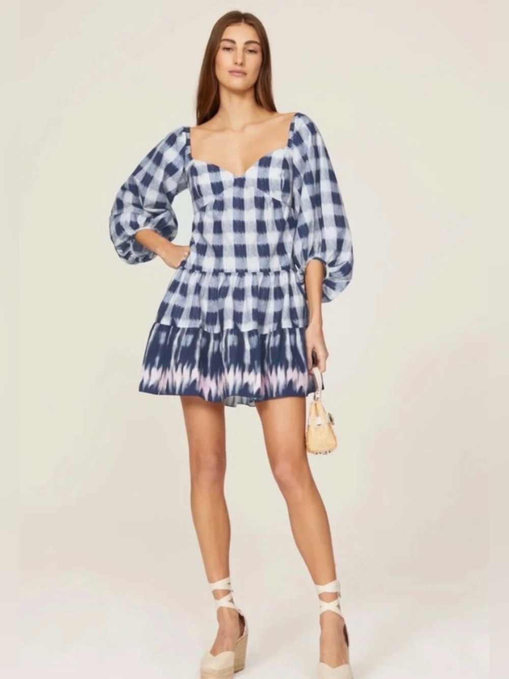 Sachin & Babi NWT Kyle dress  Checker Print Cutout Dress Size S Boho Cottagecore